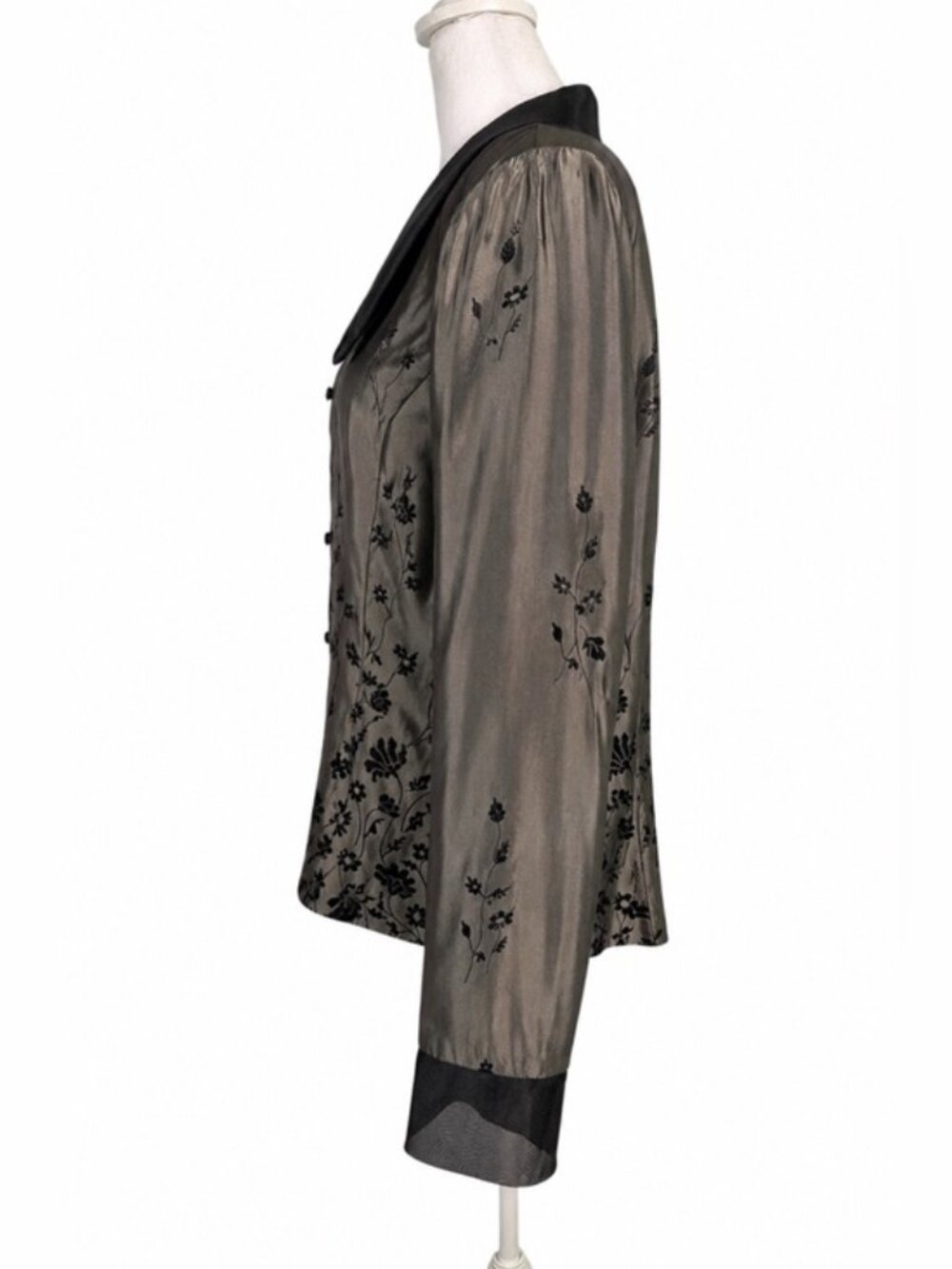 Vintage Patra Pewter Organza Floral Embroidered Blouse Size 16 Made USA - Picture 5 of 10